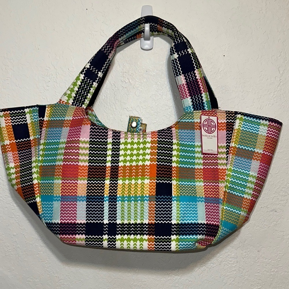 Buckhead Betties Youre It Eva You Haul Tote Bag Multi Color Chevron Plaid New